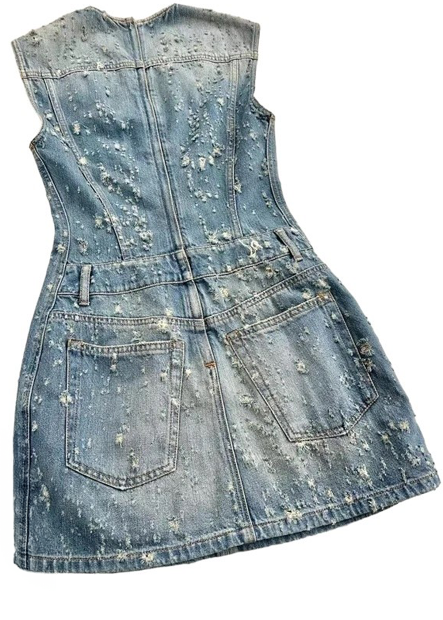 Autumn Distressed Mini Denim Dress