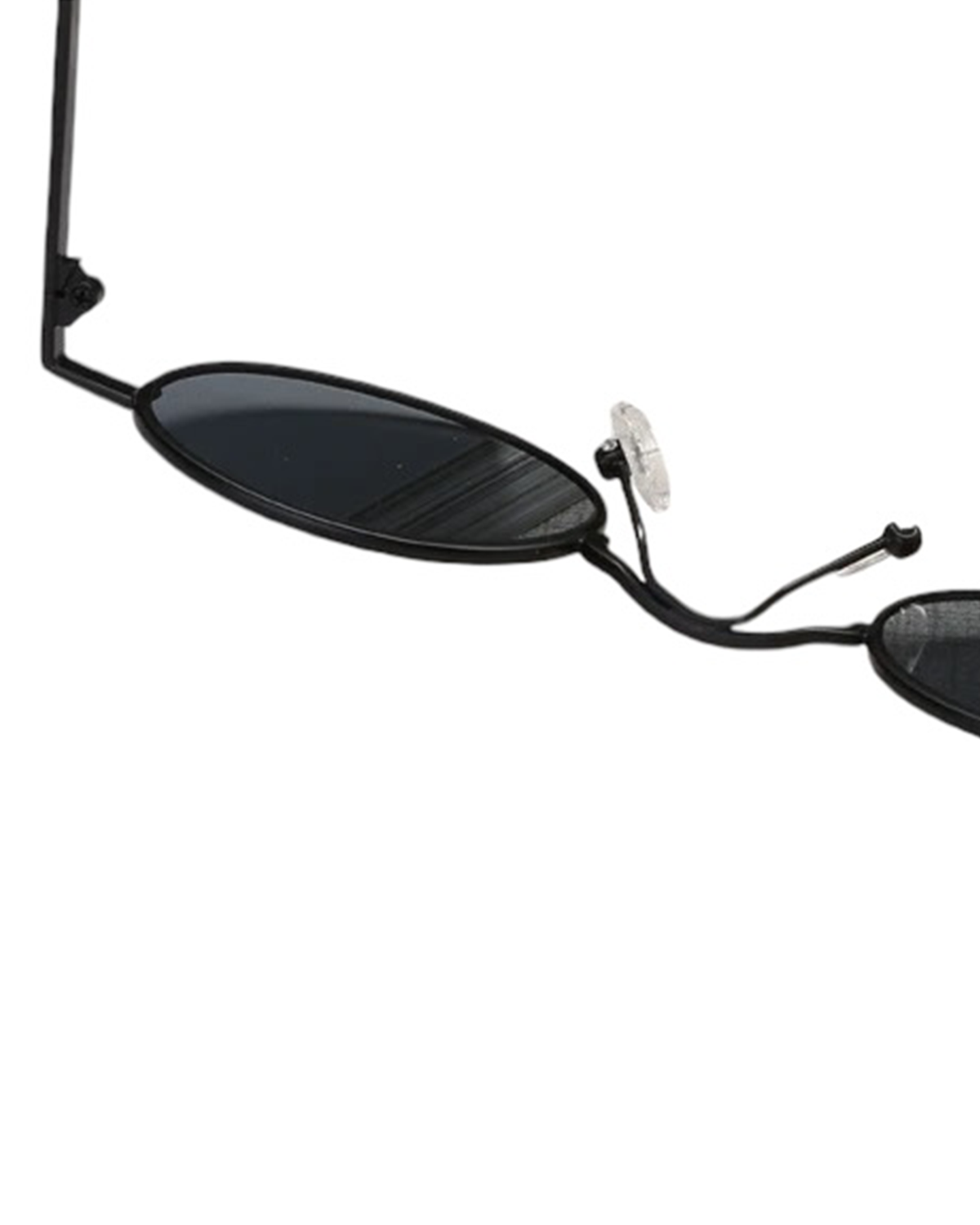 Lenny Retro Oval Sunglasses - Black Frame and Lens