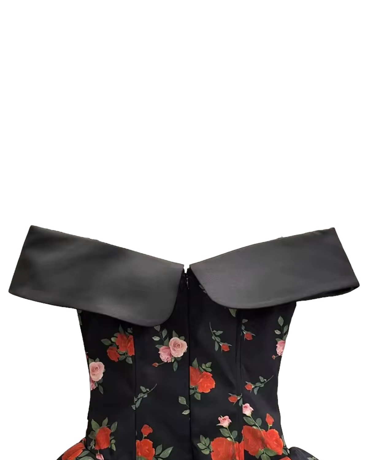 Ivy Mini Dress - Black with Red and Pink Flowers