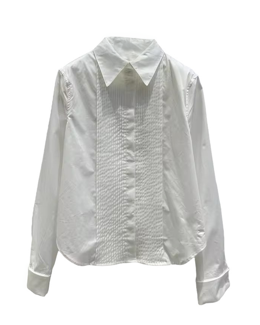 Hazel Lapel Button Up - White