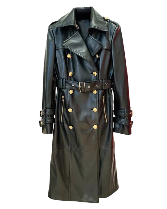 Sophia Faux Leather Trench