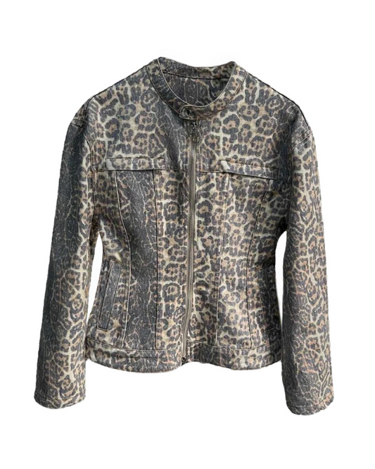 Elena Leopard Jean Jacket