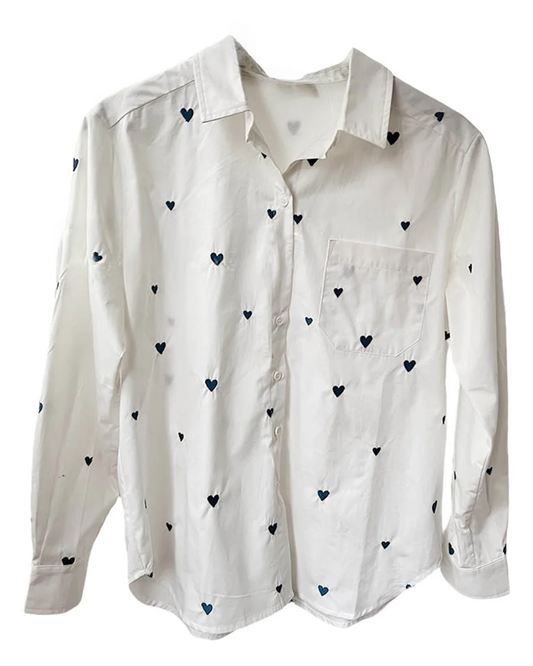 Bella Heart Detailed Shirt - Blue