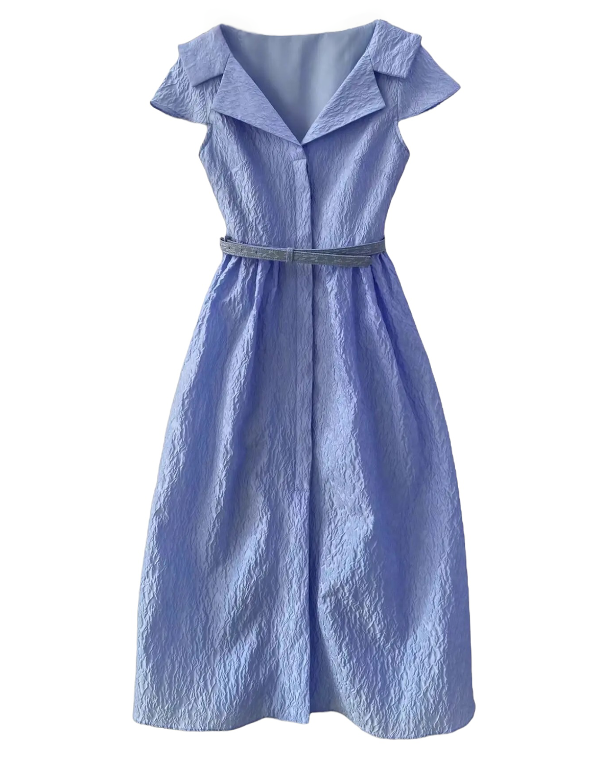 Scarlett Blue Embroidery Belted Midi Dress