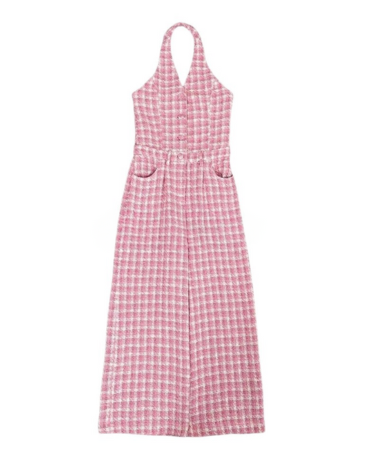 Evelyn Pink Plaid Jumpsuit