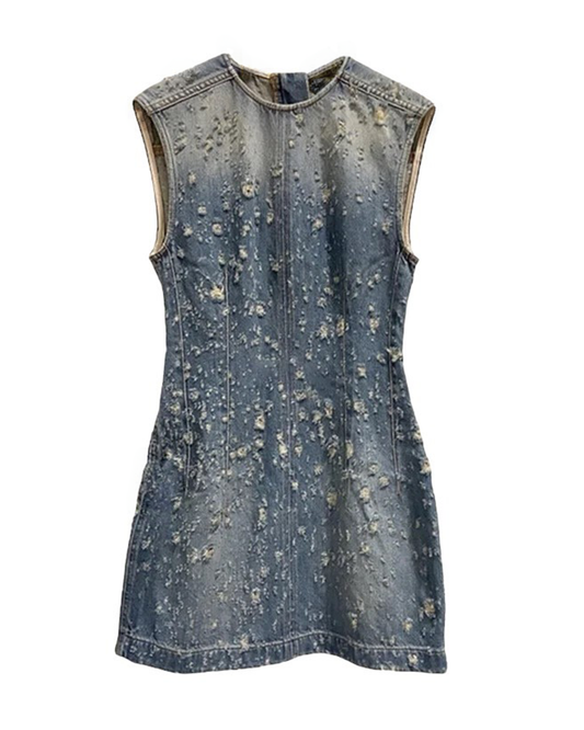 Autumn Distressed Mini Denim Dress