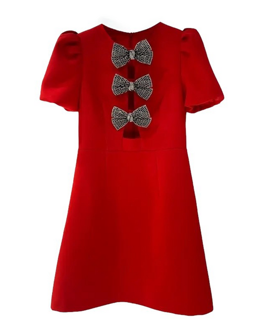 Emilia Bow Dress - Red