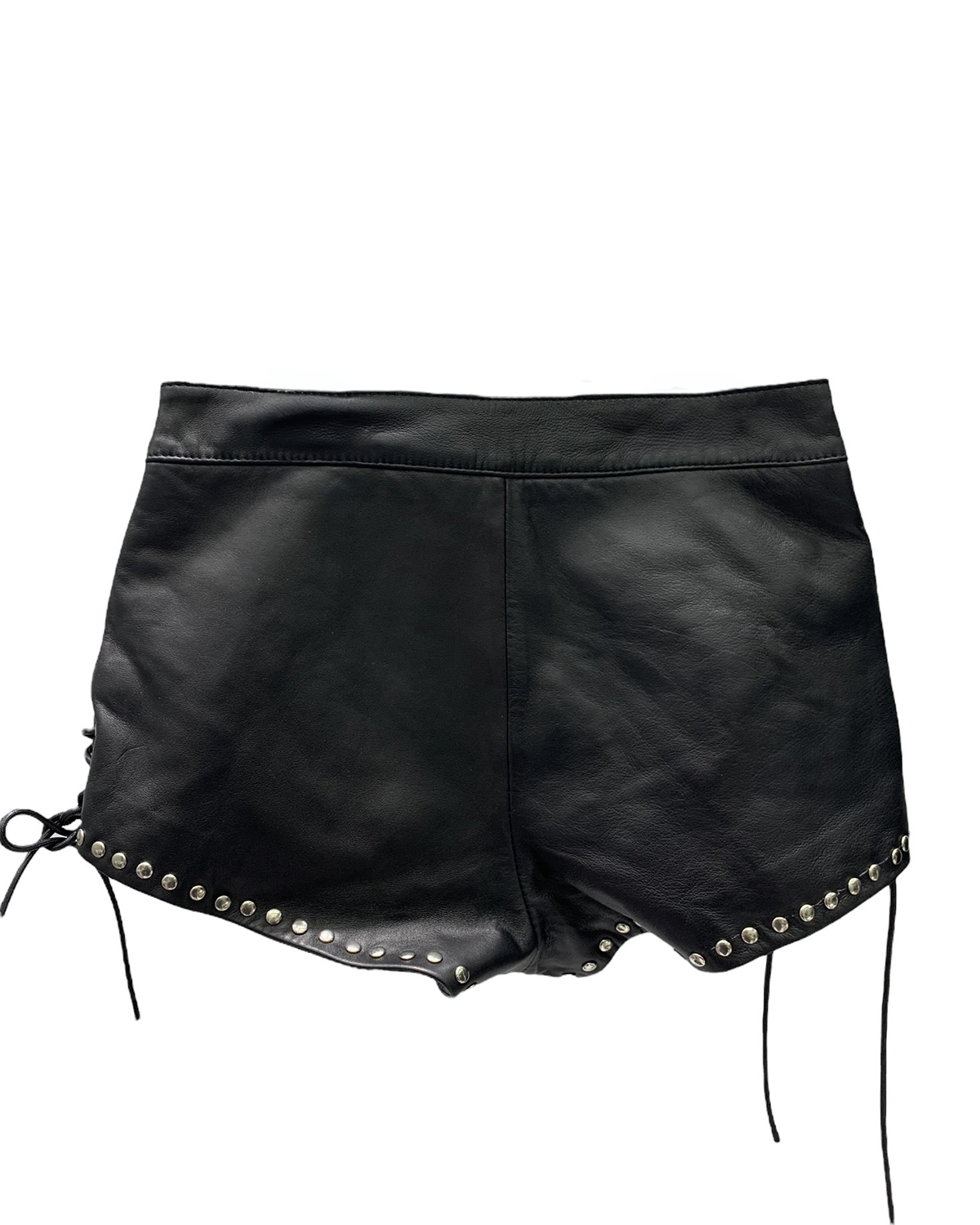 Sidney Leather Lace Up Micro Mini Shorts