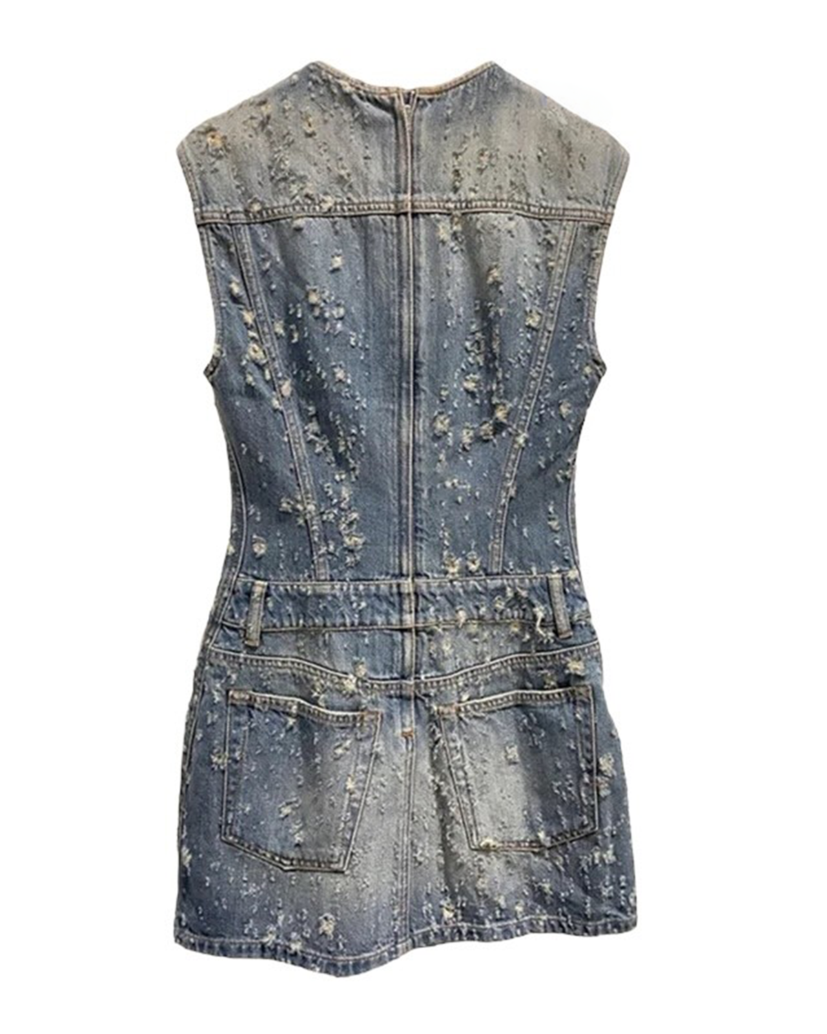 Autumn Distressed Mini Denim Dress