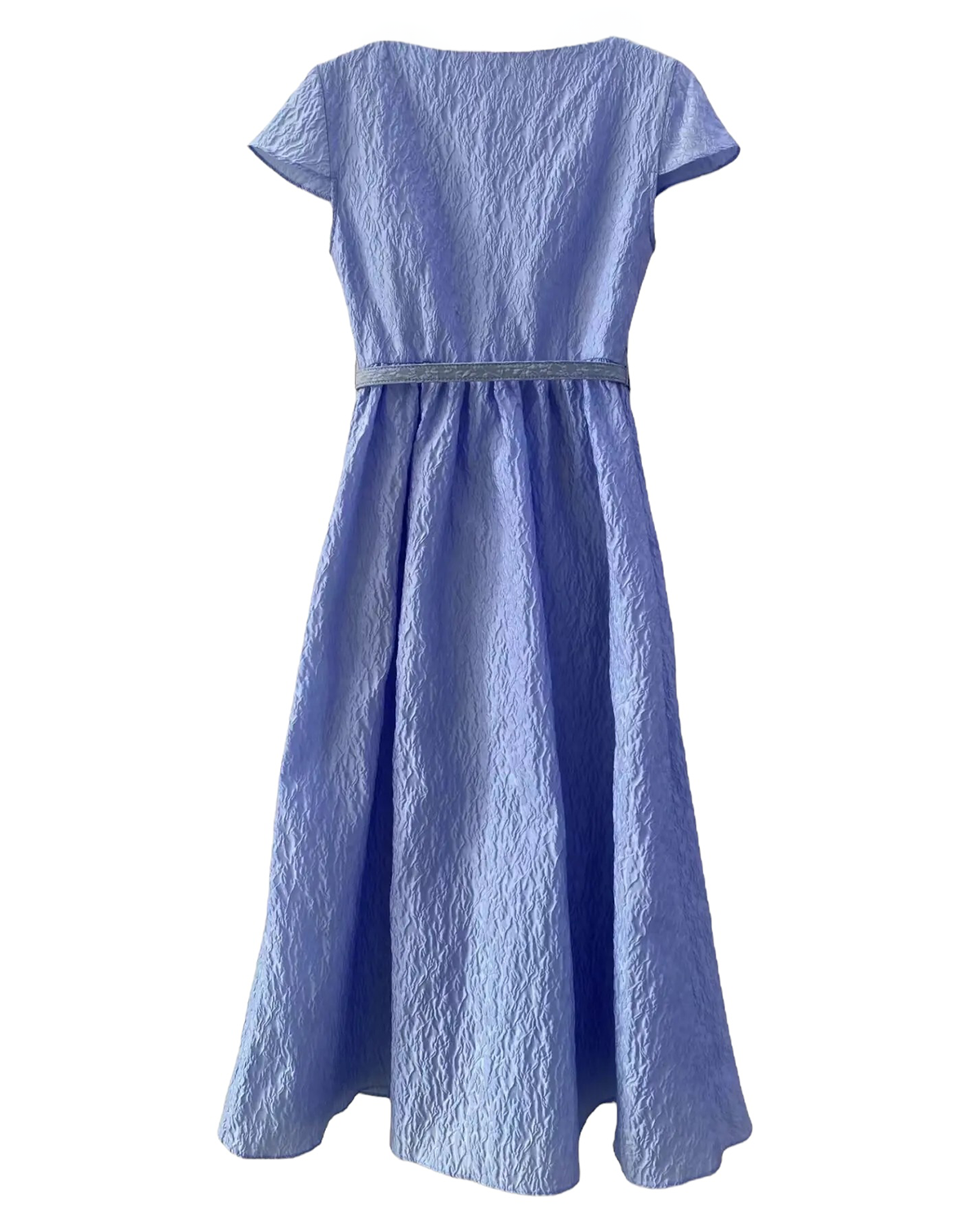 Scarlett Blue Embroidery Belted Midi Dress