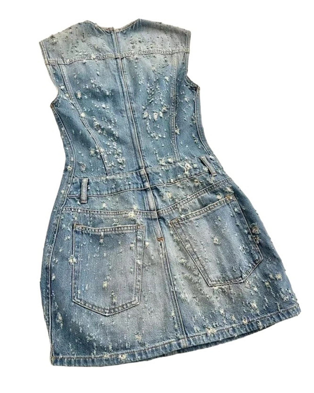 Autumn Distressed Mini Denim Dress