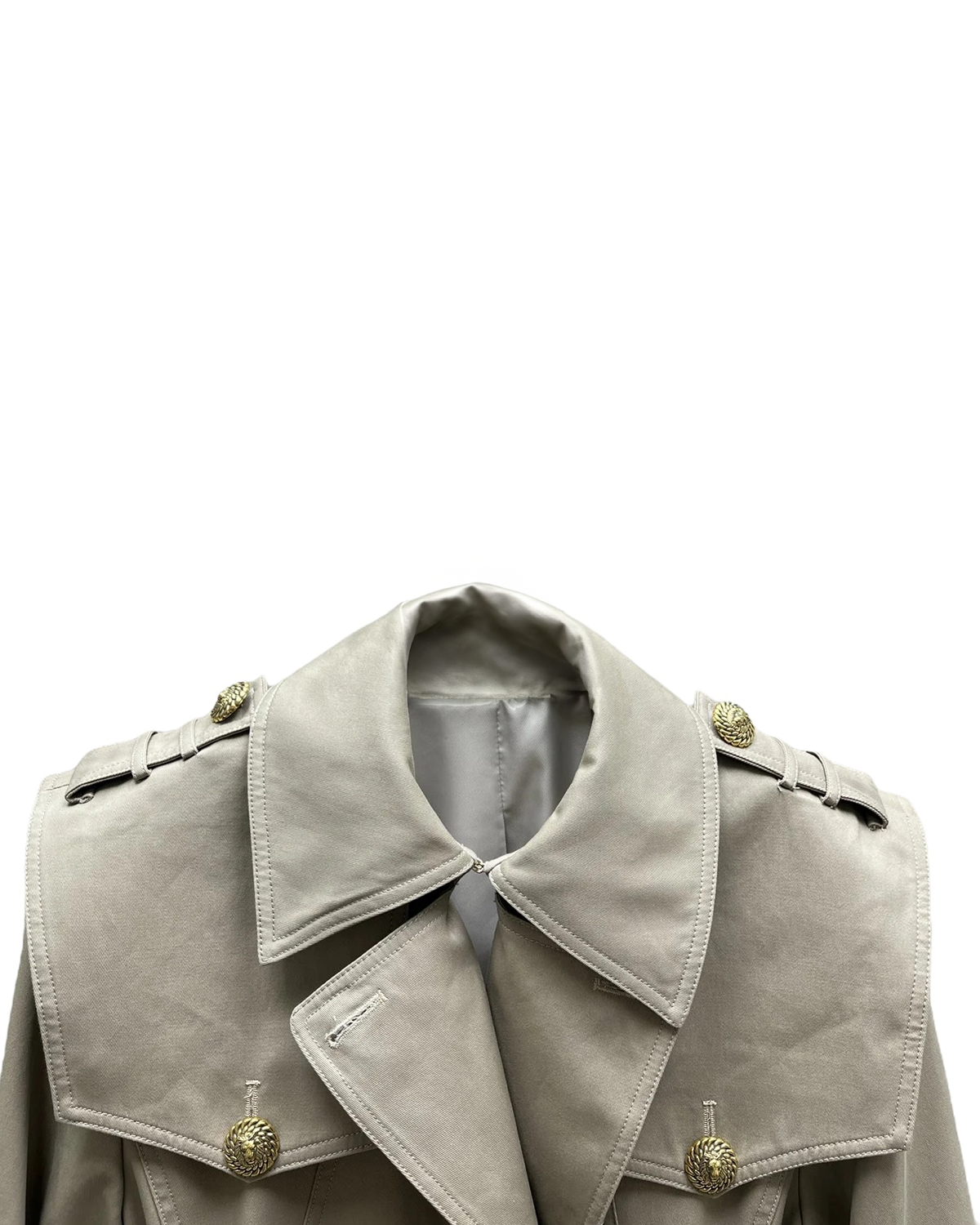 Luca Long Belted Trench with Gold Hardware