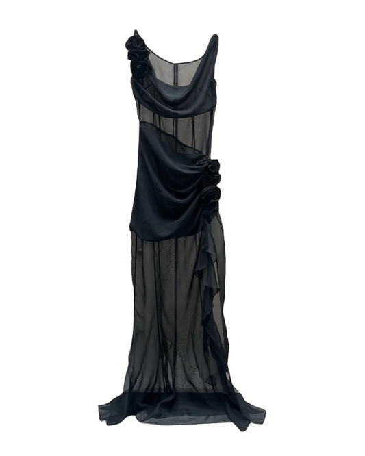 Elowen Mesh Ruffle Gown