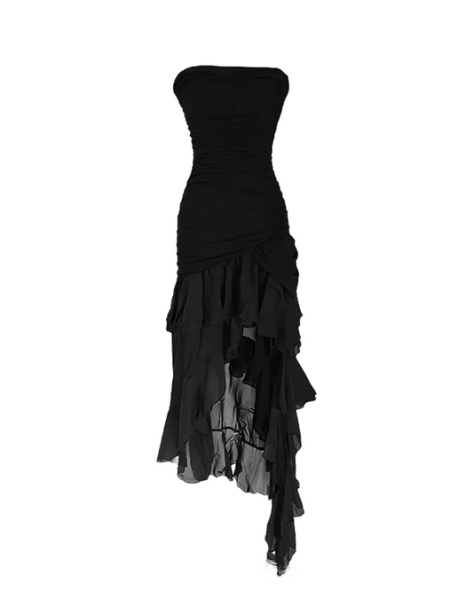 Daphne Ruffle Dress - Black