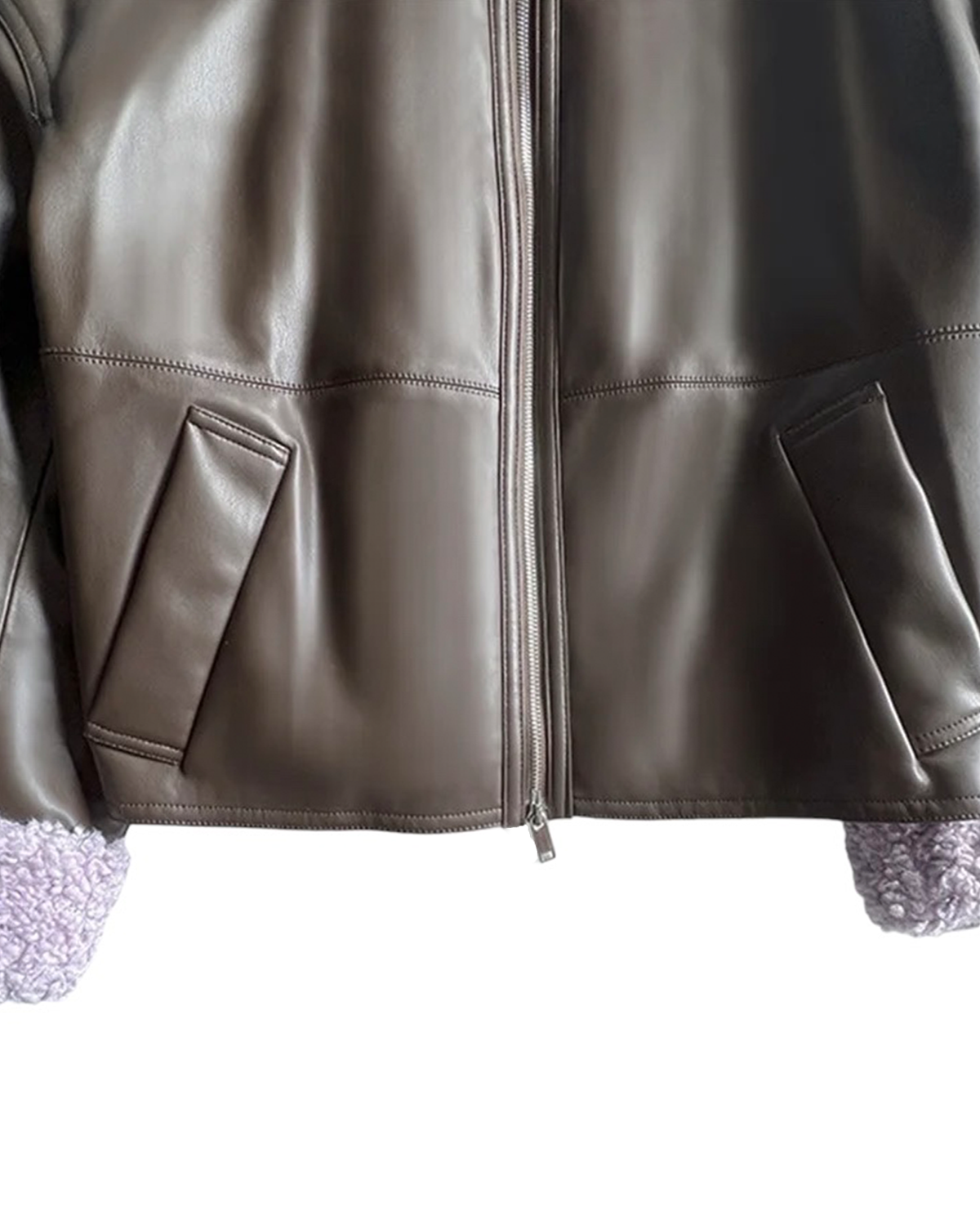 Olivia Purple Plush Faux Leather Jacket