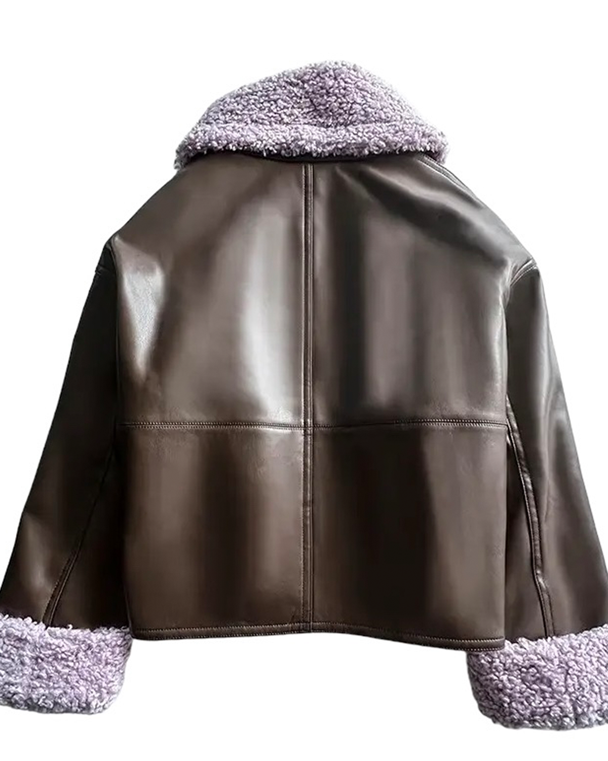 Olivia Purple Plush Faux Leather Jacket